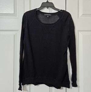 Rock & Republic Black Sweater with Open Knit Stich on Back & Arms, Small, EUC
